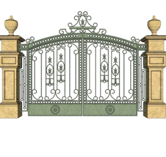 欧式铁艺庭院大门su模型