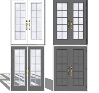 简欧玻璃推拉门su模型