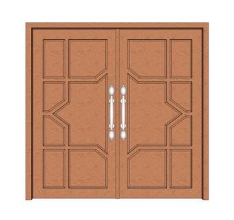 现代实木双开门su模型