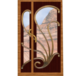 现代实木落地窗su模型