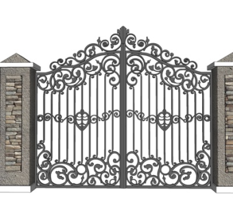 欧式铁艺庭院大门su模型
