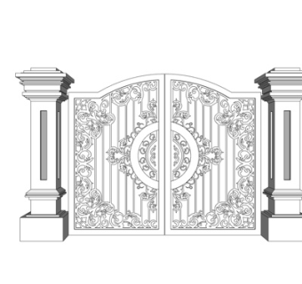 欧式铁艺庭院大门su模型