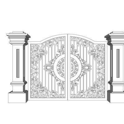 欧式铁艺庭院大门su模型