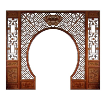 中式屏风隔断su模型