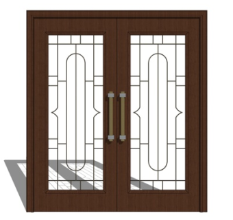 现代实木双开门su模型