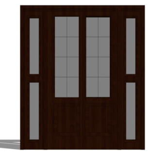 现代实木双开门su模型