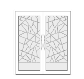现代玻璃双开门su模型
