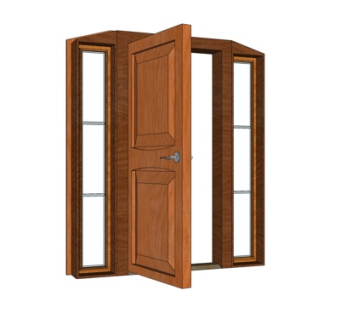 现代实木平开门su模型