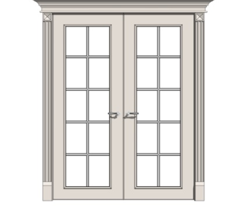 欧式玻璃双开门su模型