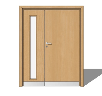 现代实木推拉门su模型