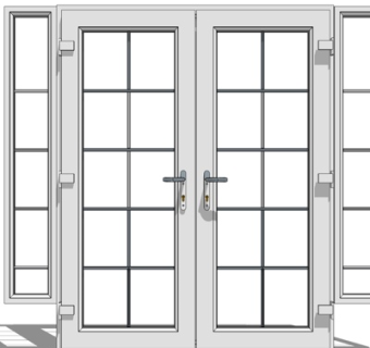 现代玻璃双开门su模型