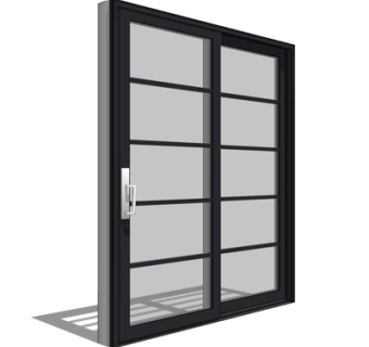 现代玻璃推拉窗su模型