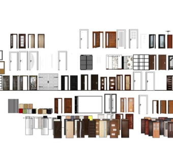 现代单开门组合su模型