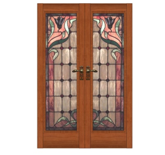 欧式实木双开门su模型