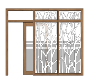现代实木推拉窗su模型