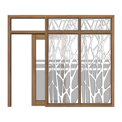 现代实木推拉窗su模型