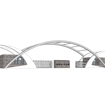 现代人民医院入口su模型