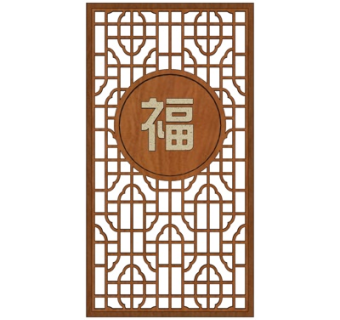 中式实木隔断屏风su模型