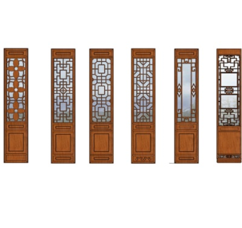 中式实木隔断屏风su模型