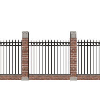 现代铁艺庭院围墙su模型