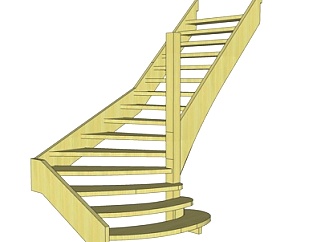 现代实木楼梯护栏su模型
