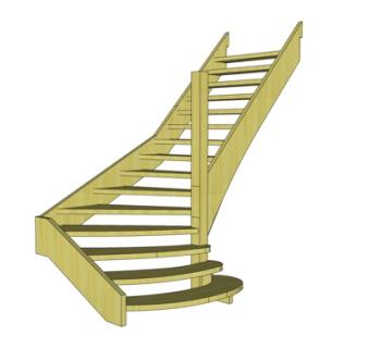 现代实木楼梯护栏su模型
