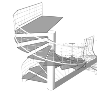 现代楼梯护栏su模型