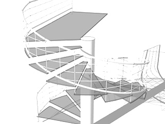 现代<em>楼梯</em>护栏su模型