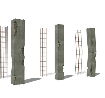 现代石柱组合su模型