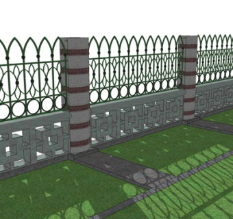 欧式学校围墙su模型