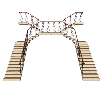 简欧楼梯su模型