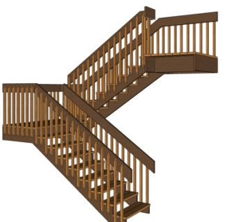 美式楼梯su模型