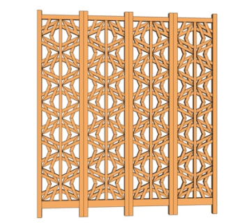 中式屏风su模型