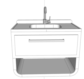 现代实木洗手台su模型