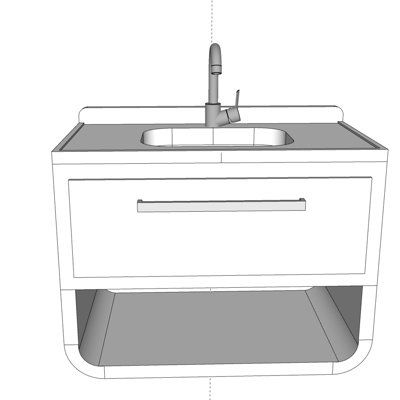 现代实木洗手台su模型