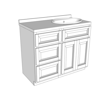 现代实木洗手台su模型