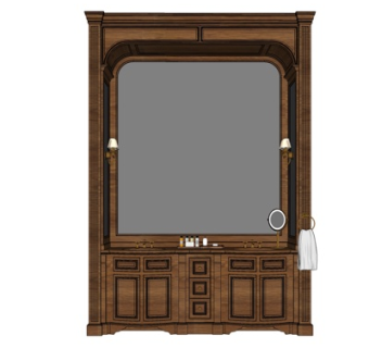 欧式实木洗手台su模型