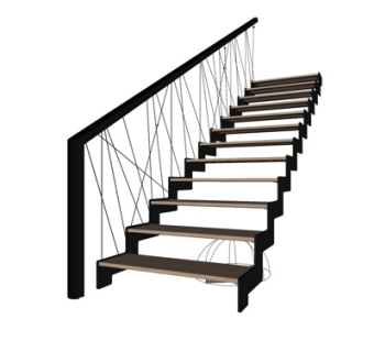 现代楼梯护栏su模型
