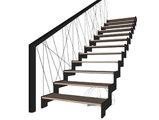 现代<em>楼梯</em>护栏su模型