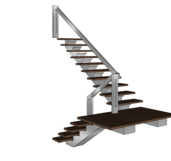 现代转角楼梯su模型