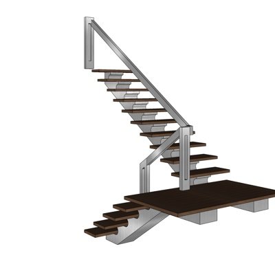现代转角楼梯su模型