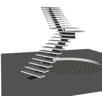 现代转角楼梯su模型