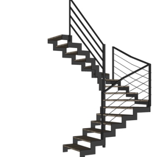 现代转角楼梯su模型
