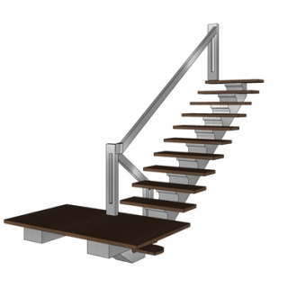 现代楼梯护栏su模型