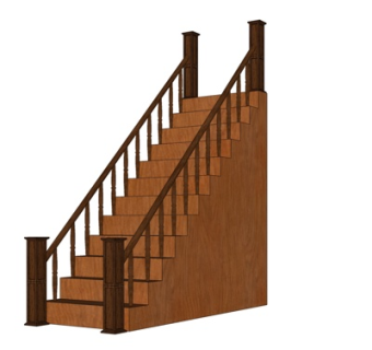 现代实木楼梯su模型