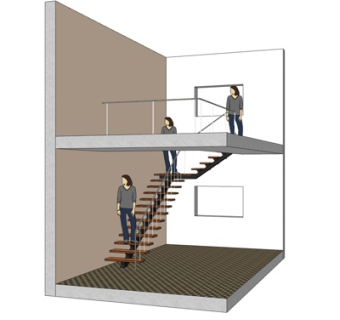 现代转角楼梯su模型