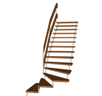 现代实木楼梯su模型