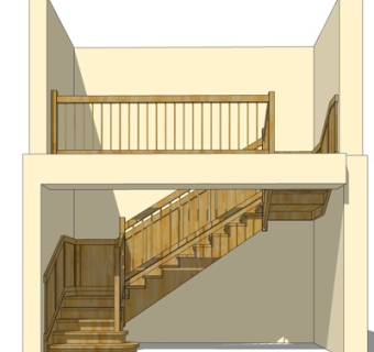 现代实木楼梯su模型