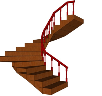 现代实木楼梯su模型