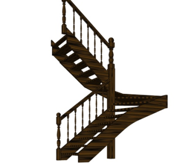 欧式实木楼梯su模型